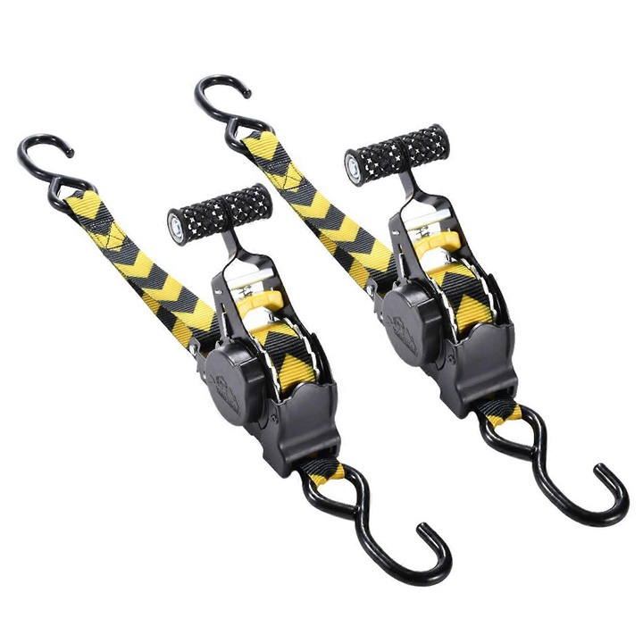 Chingi auto retractabile, set 2 bucati, galben, 3.3m, rezistenta 680KG