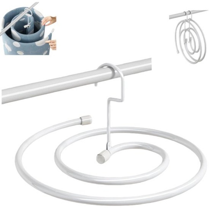 Spirál ruha szárító, fehér, 41.8cmx2.2m, összecsukható, fém