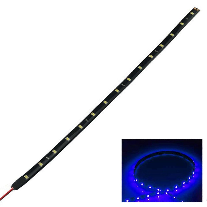 LED szalag autóba 12V, 30cm, kék, rugalmas, IP68 vízálló