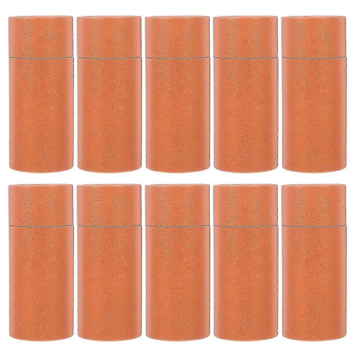 Set 10 recipiente cilindrice hartie aurii pentru depozitare ceai uleiuri esentiale 7x15cm