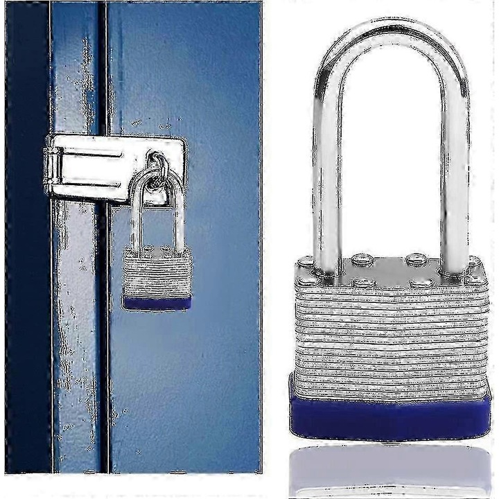 2 db laminált acél lakat készlet, strapabíró, 7.9x4.3cm, kulcsokkal
