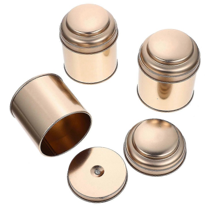 Set 3 recipiente mini depozitare, metal, roz auriu, 50ml, 9.3x7.5x7.5cm