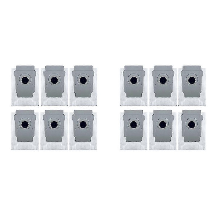 Set 12 saci reutilizabili pentru aspirator robot, material netesut, capacitate mare, universal, alb
