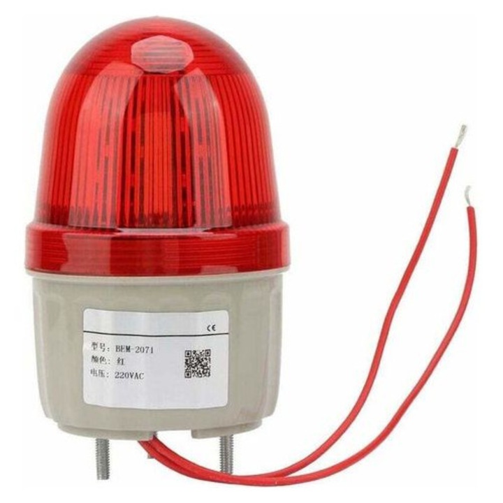 Lumina semnal LED stroboscopic rosu 220V 3W 125x75mm montaj cu surub