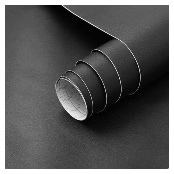 Fekete matt öntapadós kontaktfólia 45x200cm vízálló PVC