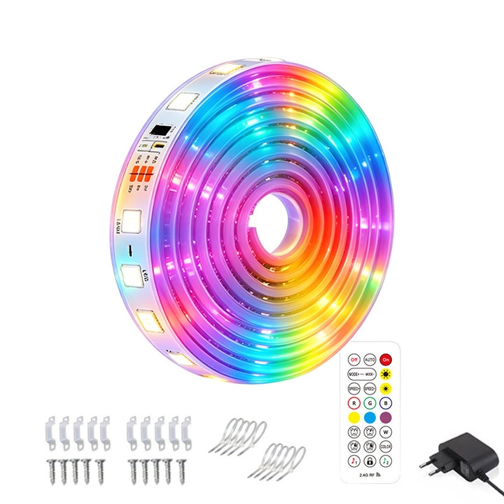 LED RGBIC Външна Водоустойчива Лента IP68 10м, VIELLAN, Bluetooth APP Контрол + RF Дистанционно, Таймер, DIY Режими, 24 LED/м 5050 LED, самозалепваща