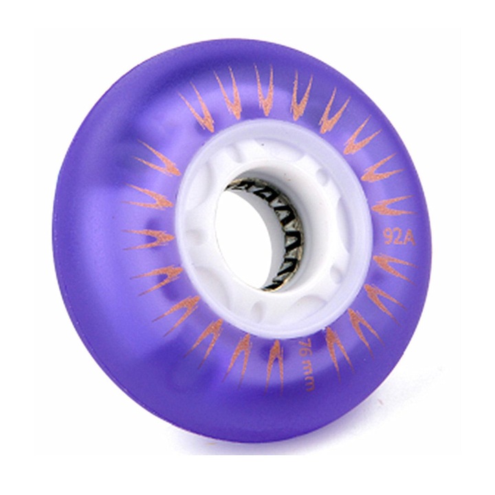 Görgőfék kerék, 76mm, lila, tartós, világító