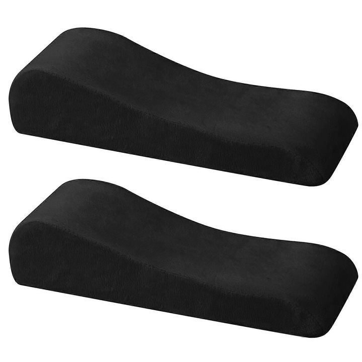Set 2 Perne Brat Scaun, Spuma Memorie, Negru, Reglabil