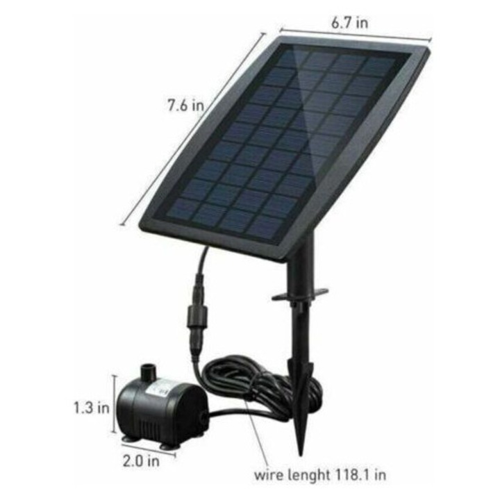 Kefe nélküli szolár vízpumpa 9V 2.5W 120cm 200l/h