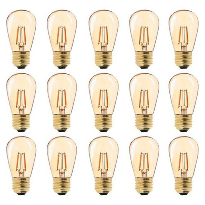 Bec LED E27 Vintage ST45 2200K 1W 15 darab, arany, 360°