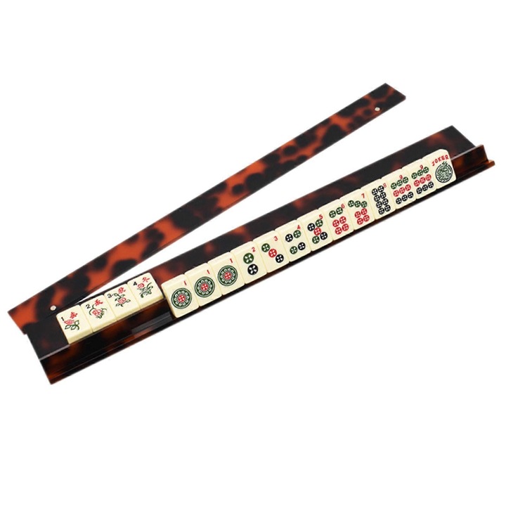 Set suport mahjong acrilic cu impingator, 44.5x5.6x5.6cm, 50.8x6.5x2cm, transparent