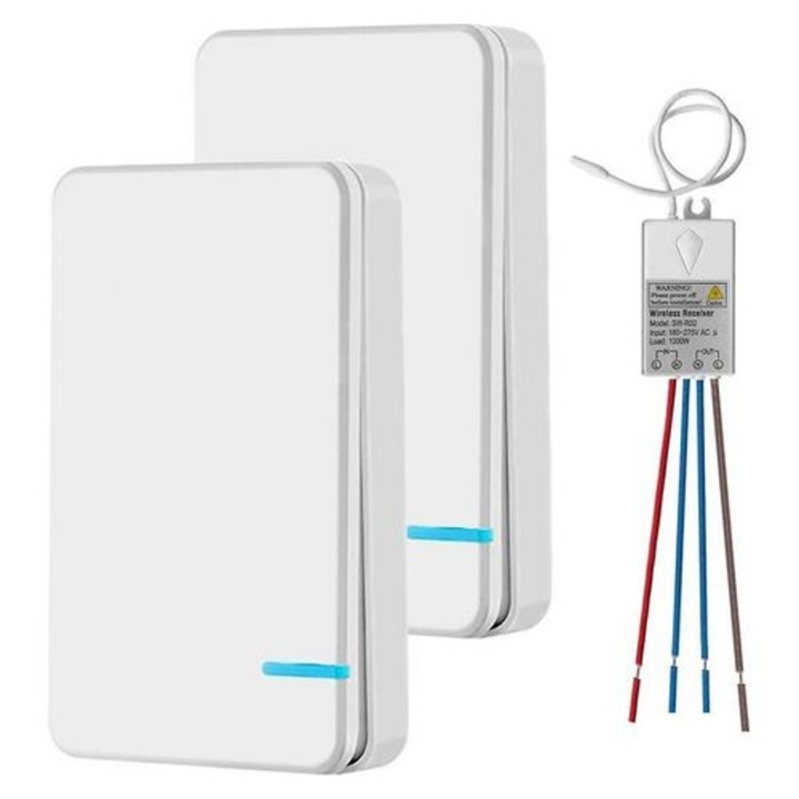 Mini vezeték nélküli kapcsoló LED vevővel, kültéren 400m, beltéren 40m, RF 433MHz