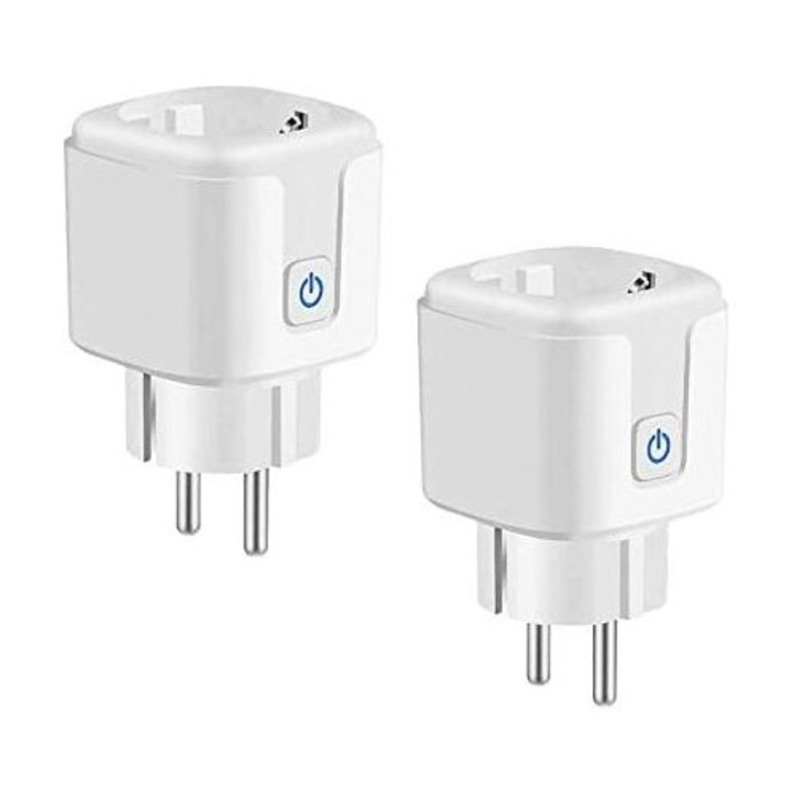 Intelligens WiFi aljzat 16A, hangvezérlés, időzítő, energiafogyasztás-monitor, fehér