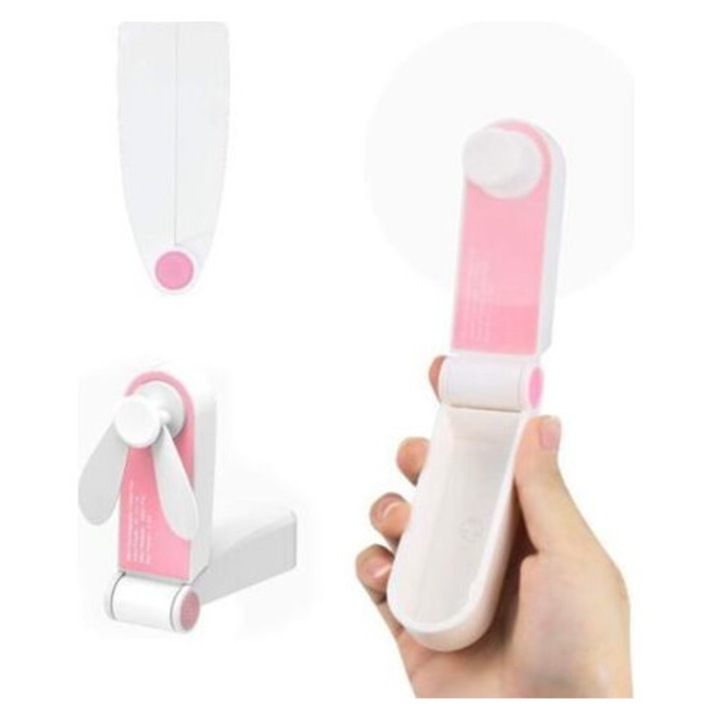 Мини USB преносим вентилатор, 2 скорости, розов, 9x3x4см