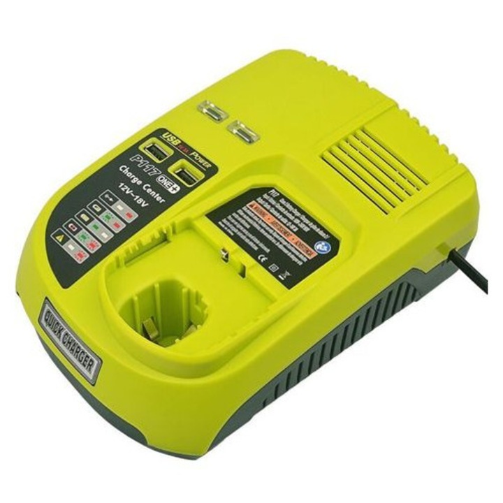 Зарядно устройство 12V-18V 3A за литиево-йонни Ni-MH Ni-Cd батерии, съвместимо с Ryobi, черно