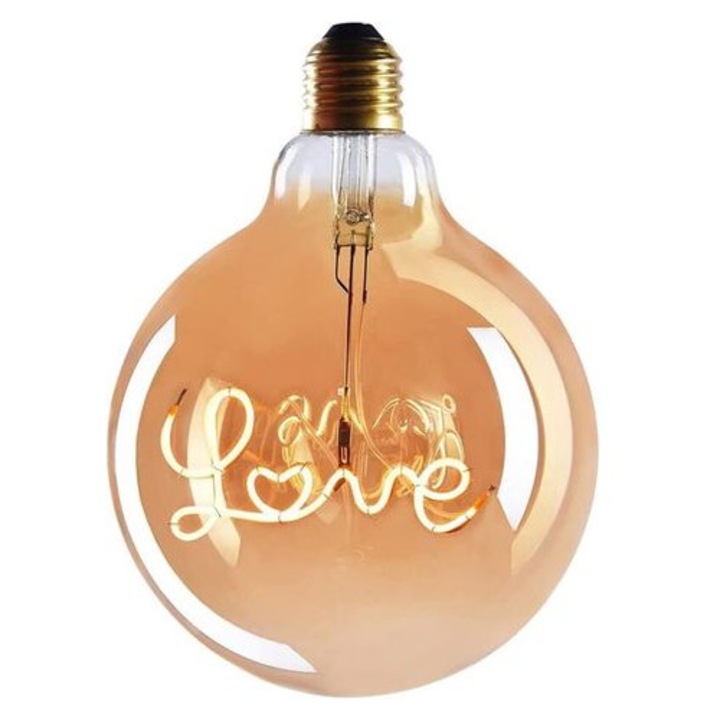 Bec LED E27 Edison Tube LOVE, 4W, meleg fehér, 230V