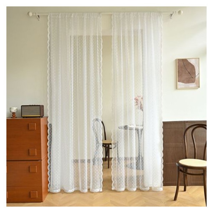 Fehér áttetsző csipkefüggöny 135x230cm, 1 db-os szett