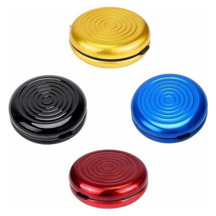 Set 4 cutii depozitare monede, aluminiu-plastic, multicolor, 8.3x2.7cm