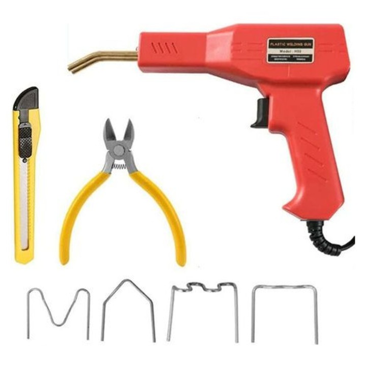 Pistol de lipit 50W cu kit 200 accesorii rosu