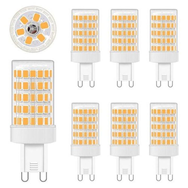 6 db G9 10W LED izzó készlet, meleg fehér, 2700K, 900LM, 360°, 86x28.35cm