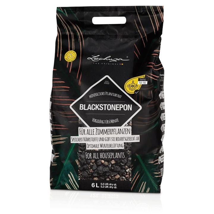 Substrat Lechuza Blackstonepon negru 6l pentru plante de interior