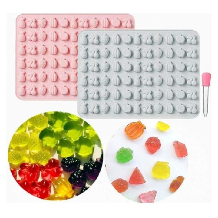 Set 2 forme silicon pentru deserturi, 21x15x1cm, albastru si roz