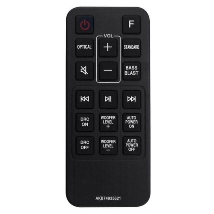 Fekete távirányító AKB74935621 LG soundbarhoz, műanyag, 2xAAA