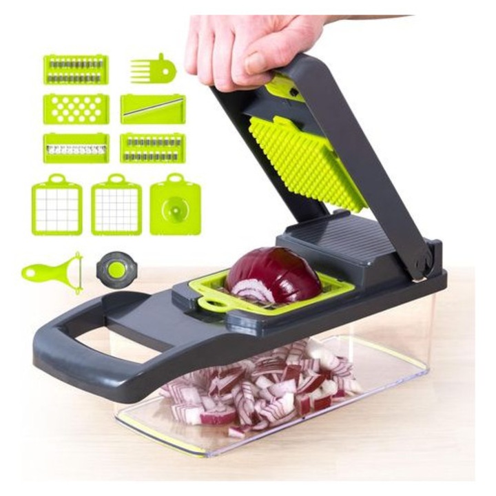 Taietor legume multifunctional 16 in 1, otel inoxidabil, antiderapant, compact