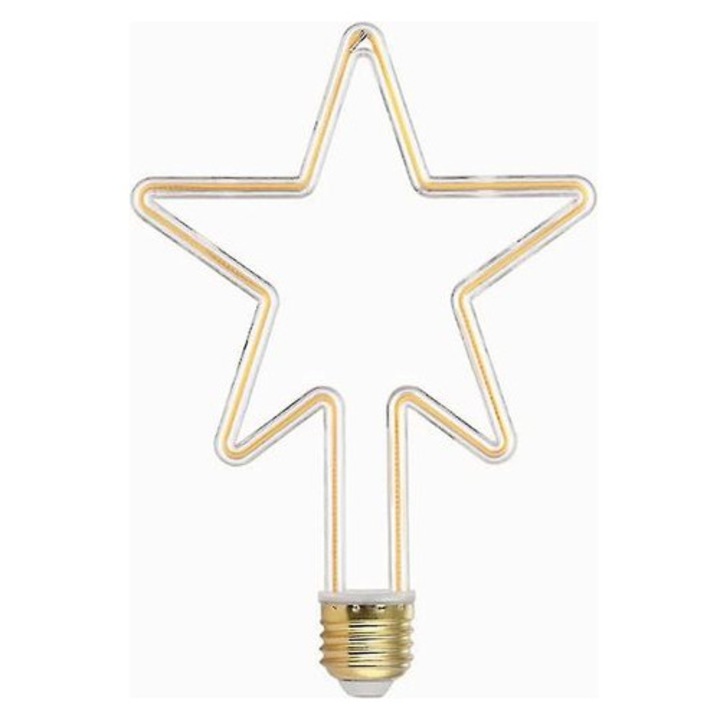 Bec LED 4W E27 átlátszó üveg csillag modell meleg fehér 140x195mm