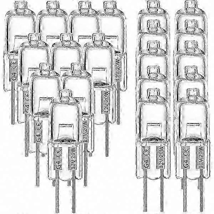 Bec halogen G4 10W 12V szett 20 db meleg fehér 30x9.2mm