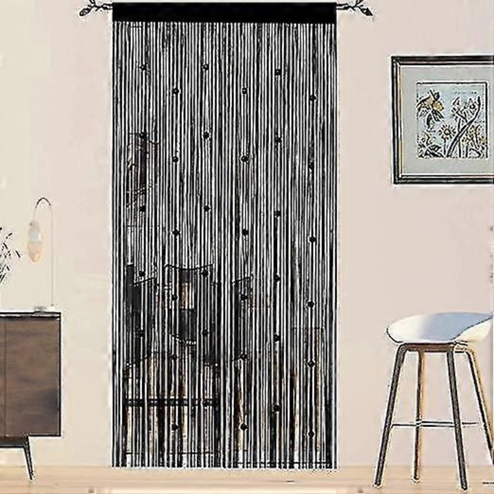 Перде с мъниста за врата, черно, 100x200см, 5 реда, 35 мъниста