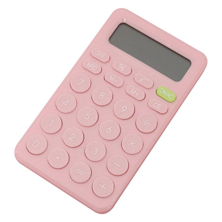 Hordozható számológép, 8 számjegyű, rózsaszín, 14x8cm