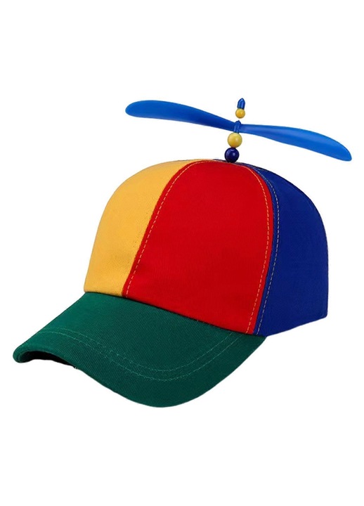 Unisex sapka, colorblock, propeller dekoráció, poliészter, 17.5x11x11cm