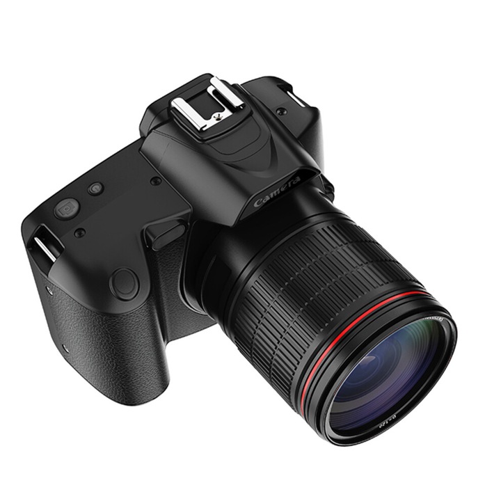 4K kétlencsés digitális fényképezőgép, 64MP, 3 hüvelykes IPS kijelző, 16X zoom, fekete, 13x12.5x9.5cm