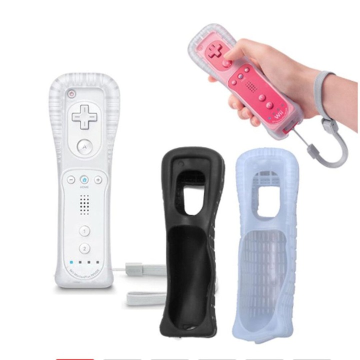Szilikon tok és csuklópánt Wii távirányítóhoz, fekete-fehér, 2 db-os szett