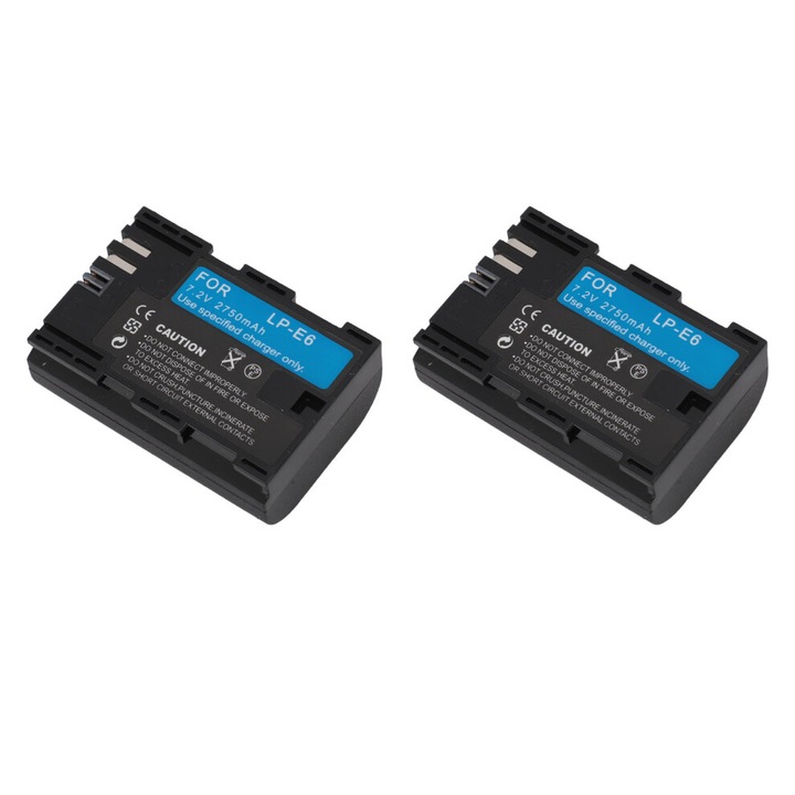 Set 2 acumulatori camera 2750mAh 7.2V Li-Ion, negru, 2x2750mAh