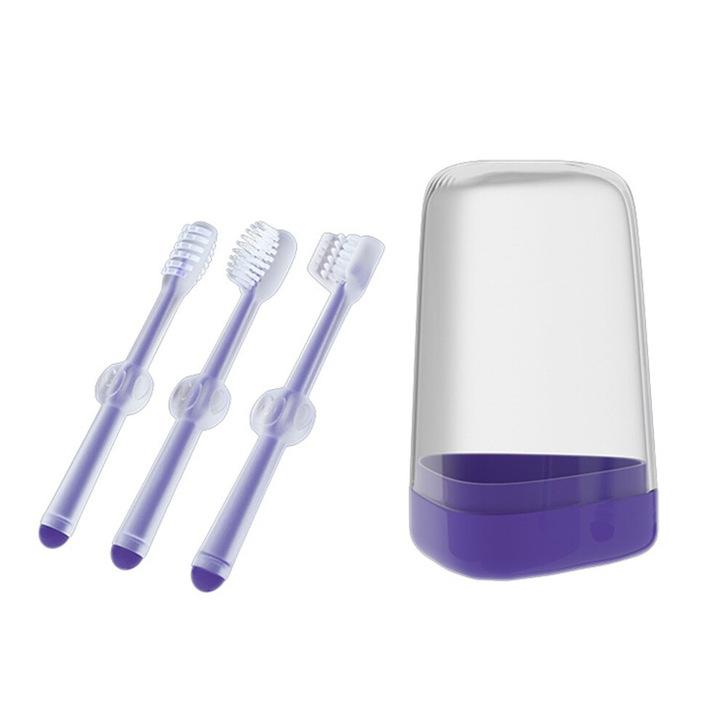 Set 3 periute din silicon pentru dinti animale mici, durabil, multicolor