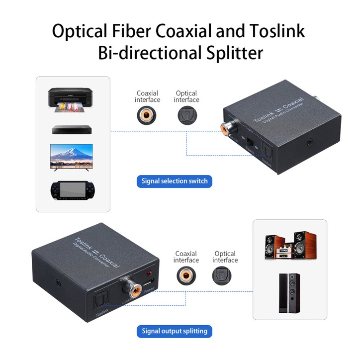 Kétirányú digitális audio konverter SPDIF optikai koaxiálisra OEM