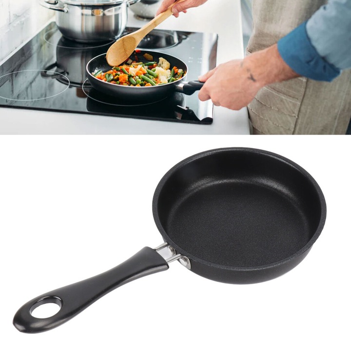 Rozsdamentes acél serpenyő 12cm tapadásmentes omlett sütéshez, professzionális, könnyű, foltálló