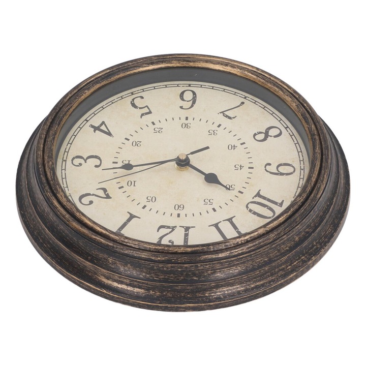 Ceas de perete decorativ vintage 30cm bronz cu mecanism quartz silentios