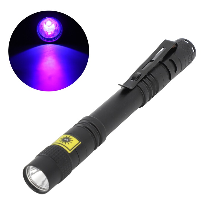 Lanterna UV 365nm pentru detectare precisa, negru, compacta