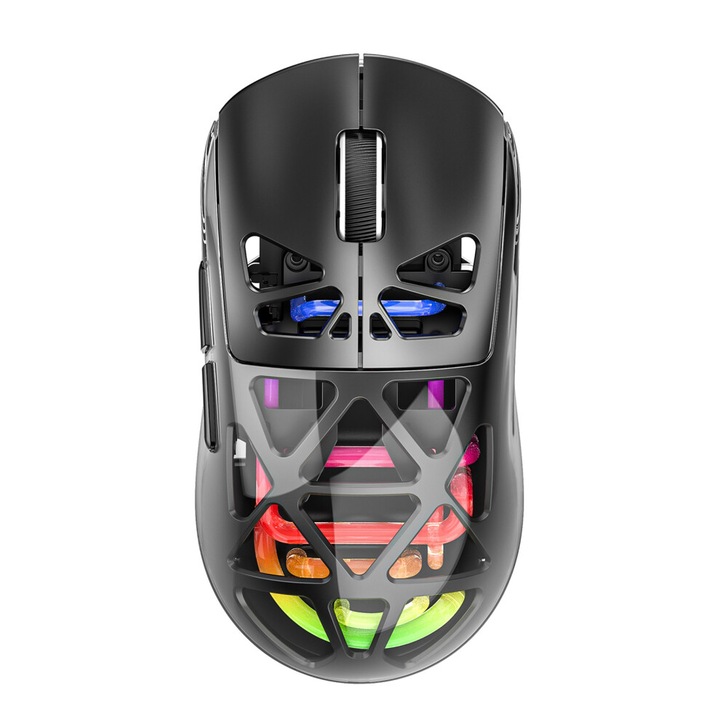 M7 gamer egér, átlátszó, LED, fekete rózsaszín fehér narancssárga, 12x6.2x3cm