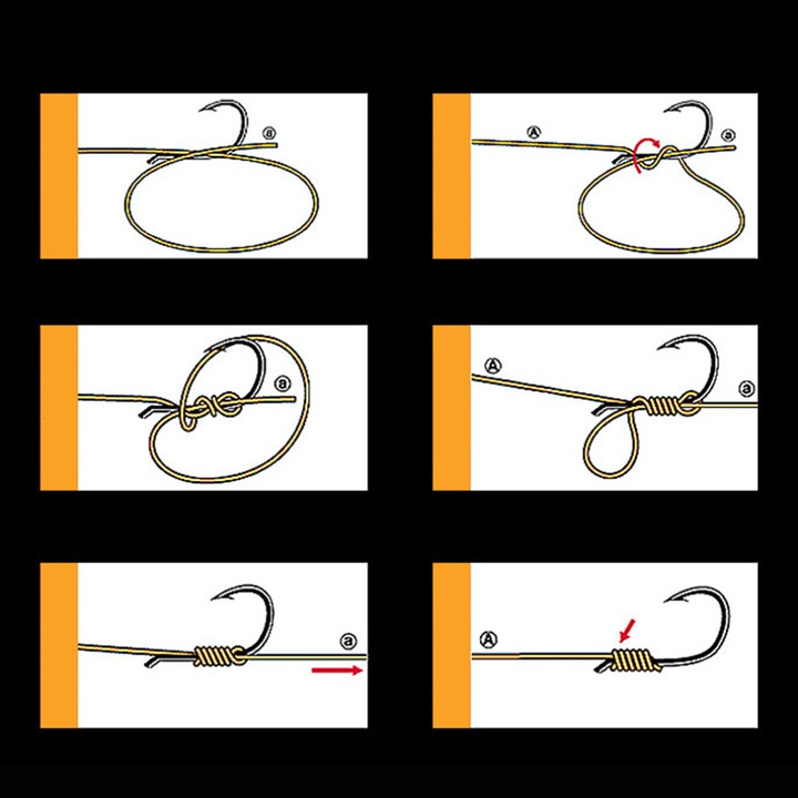 Set 50 carlige pescuit fluorocarbon, 6 marimi, portocaliu fluorescent