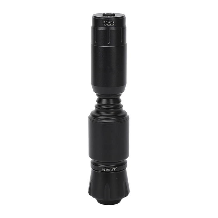 Aparat tatuaj rotativ fara fir, 1200mAh, aluminiu, negru, 3.2x8.6cm