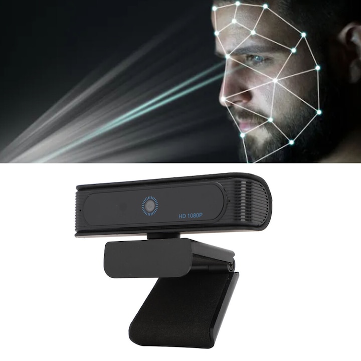 Уеб камера за лицево разпознаване 1080P HD USB 30FPS черна