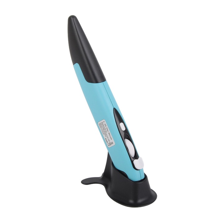 Optikai egér toll vezeték nélküli 2.4GHz, állítható 500/1000 DPI, kék, 13.8cm
