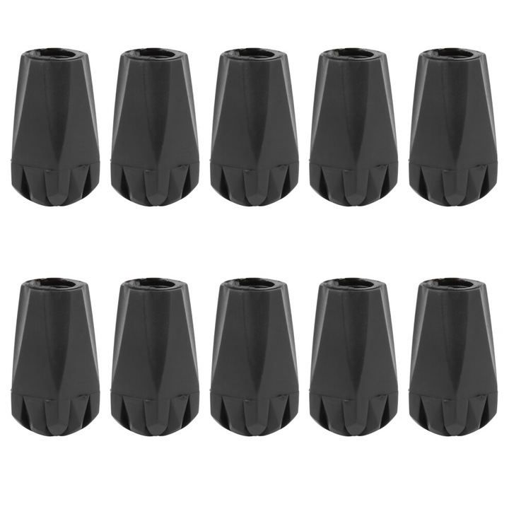 10 db gumis végződés készlet trekking botokhoz, fekete 42x11x38mm