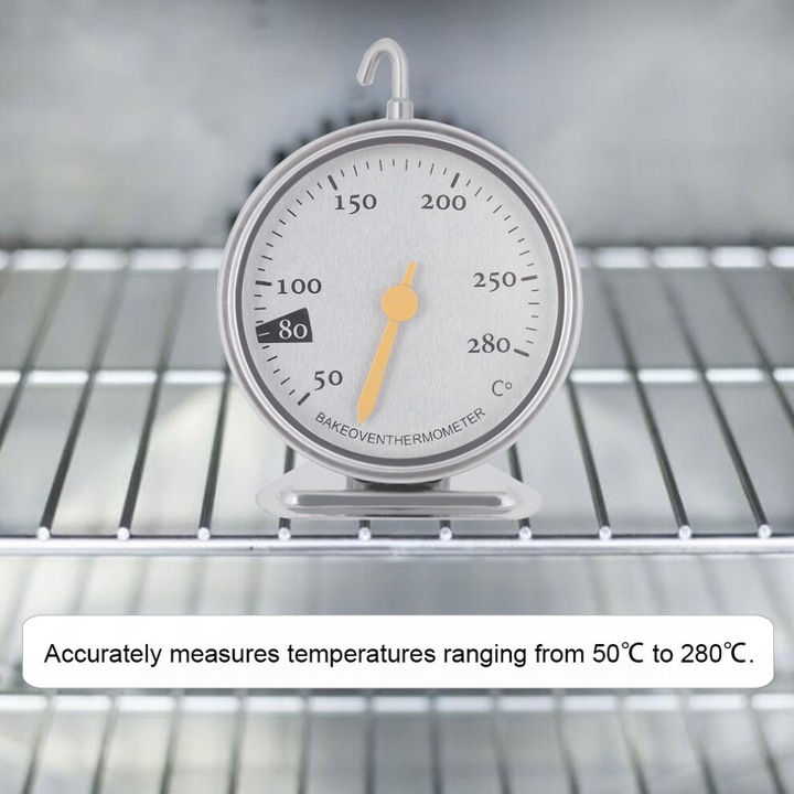 Termometru cuptor inox 50-280°C dial mare 7x4x9.2cm