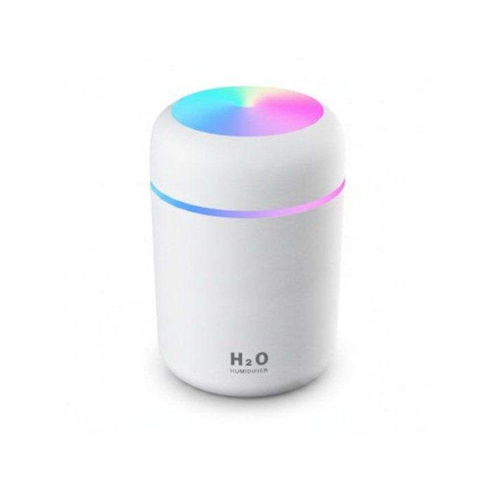 Difuzor Odorizant si Umidificator aer, Casa /Birou/Auto, 300ml, iluminare led, Alb
