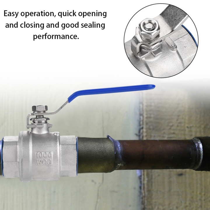 Robinet bila din otel inoxidabil 304 3/4" NPT, 30mm, 1000psi